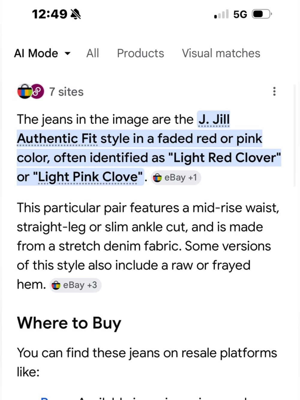 J. Jill Authentic Fit Light Red Clover Slim Ankle Jeans sz 6 - Picture 2 of 8